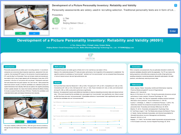 Development of a Picture Personality Inventory: Reliability and Validity(#8091)