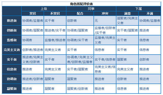 角色搭配评价表